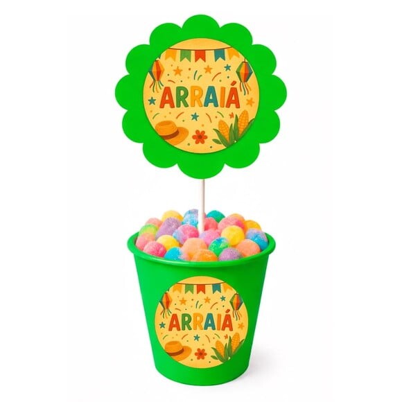 Centro de Mesa Flor Personalizado Festa Junina Arraiá