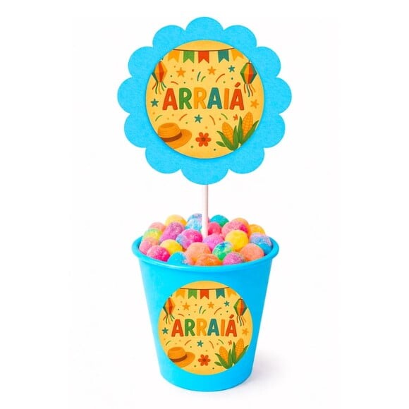 Centro de Mesa Flor Personalizado Festa Junina Arraiá