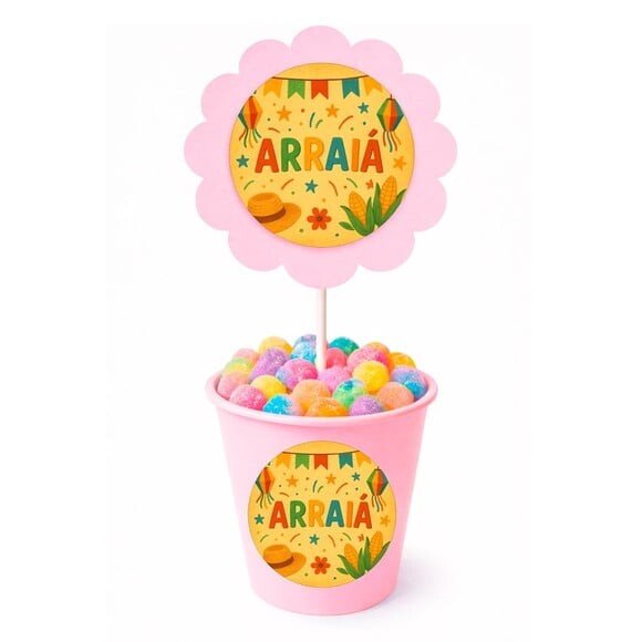 Centro de Mesa Flor Personalizado Festa Junina Arraiá
