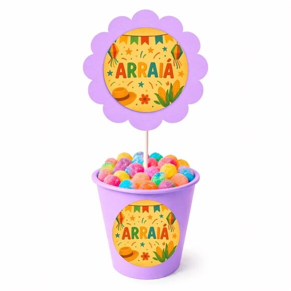 Centro de Mesa Flor Personalizado Festa Junina Arraiá