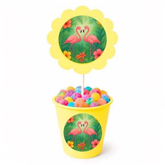 Centro de Mesa Flor Personalizado Flamingo Aquarela
