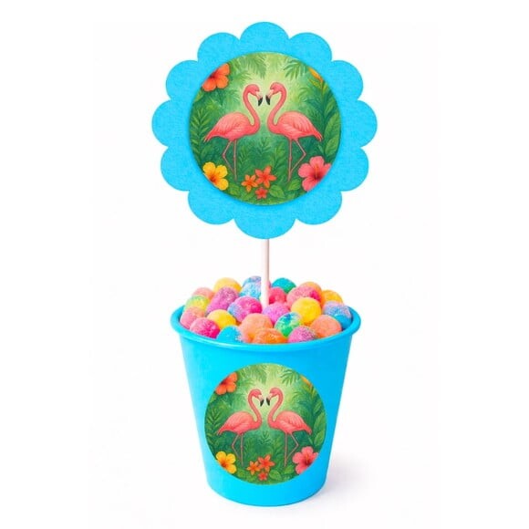 Centro de Mesa Flor Personalizado Flamingo Aquarela