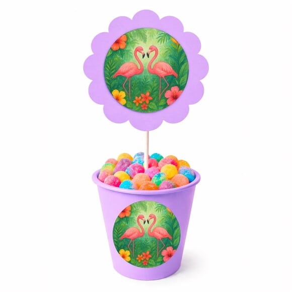 Centro de Mesa Flor Personalizado Flamingo Aquarela
