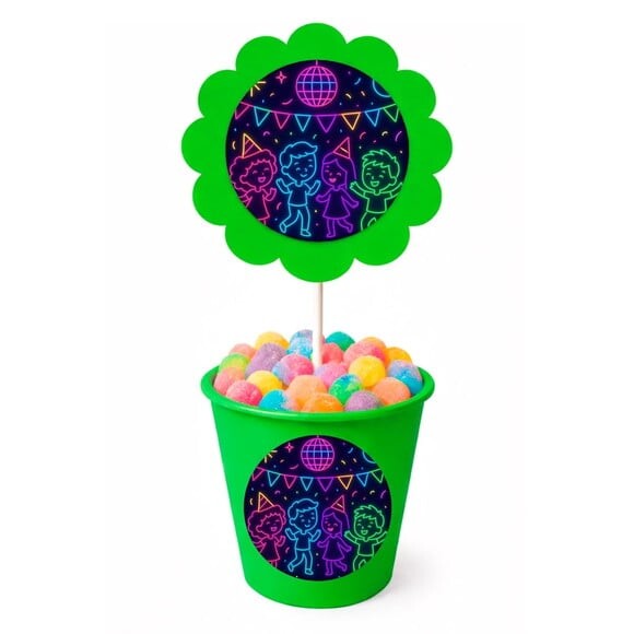 Centro de Mesa Flor Personalizado Festa Neon