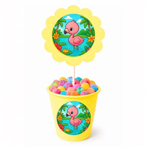 Centro de Mesa Flor Personalizado Flamingo Baby