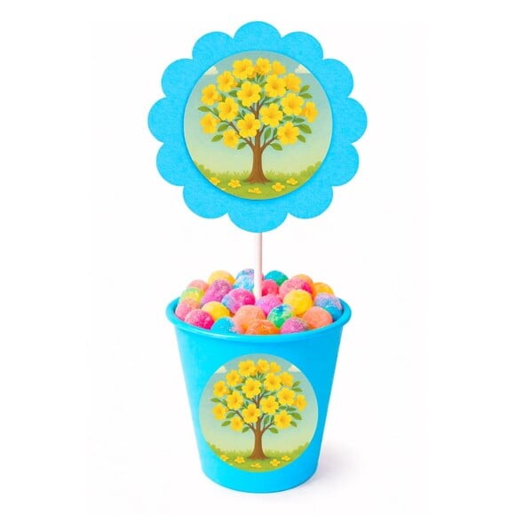 Centro de Mesa Flor Personalizado Flor de Ipê Amarela