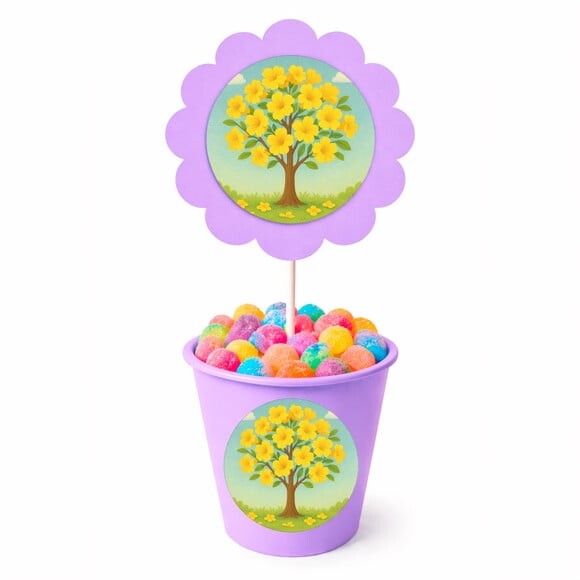 Centro de Mesa Flor Personalizado Flor de Ipê Amarela