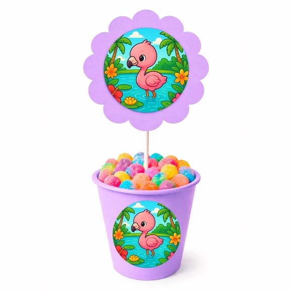 Centro de Mesa Flor Personalizado Flamingo Baby
