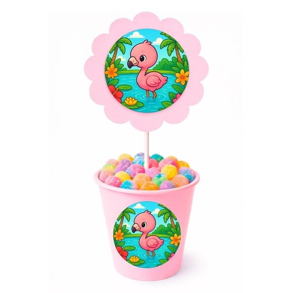 Centro de Mesa Flor Personalizado Flamingo Baby