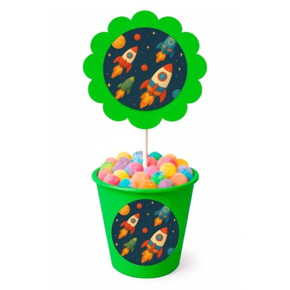 Centro de Mesa Flor Personalizado Foguetes