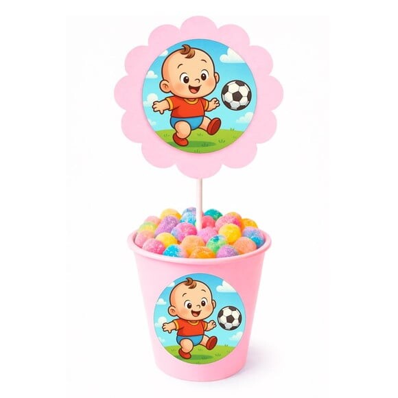 Centro de Mesa Flor Personalizado Futebol Baby