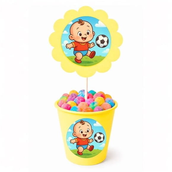 Centro de Mesa Flor Personalizado Futebol Baby