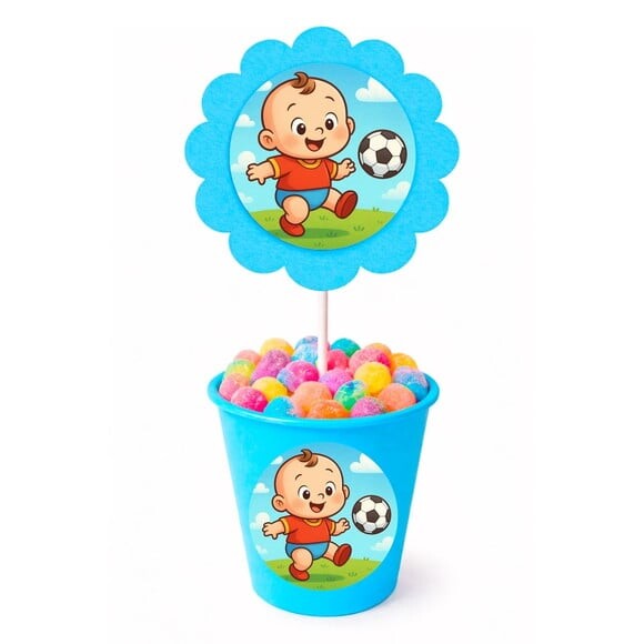Centro de Mesa Flor Personalizado Futebol Baby