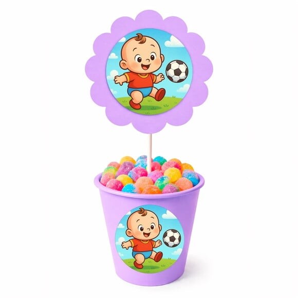 Centro de Mesa Flor Personalizado Futebol Baby