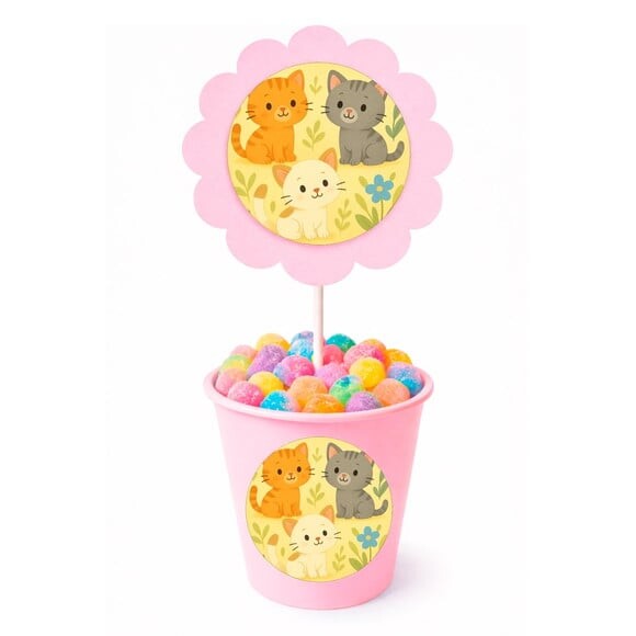 Centro de Mesa Flor Personalizado Gatinhos