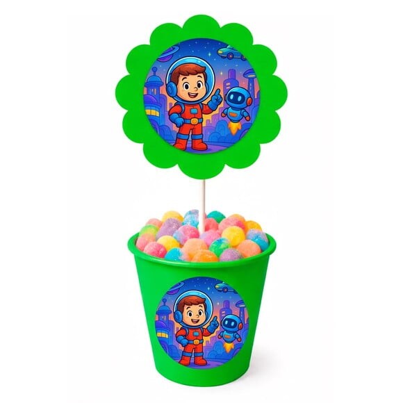 Centro de Mesa Flor Personalizado Futurismo Infantil