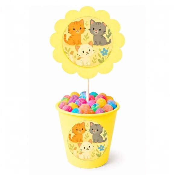 Centro de Mesa Flor Personalizado Gatinhos