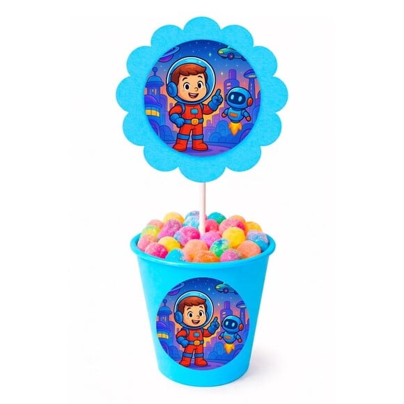 Centro de Mesa Flor Personalizado Futurismo Infantil