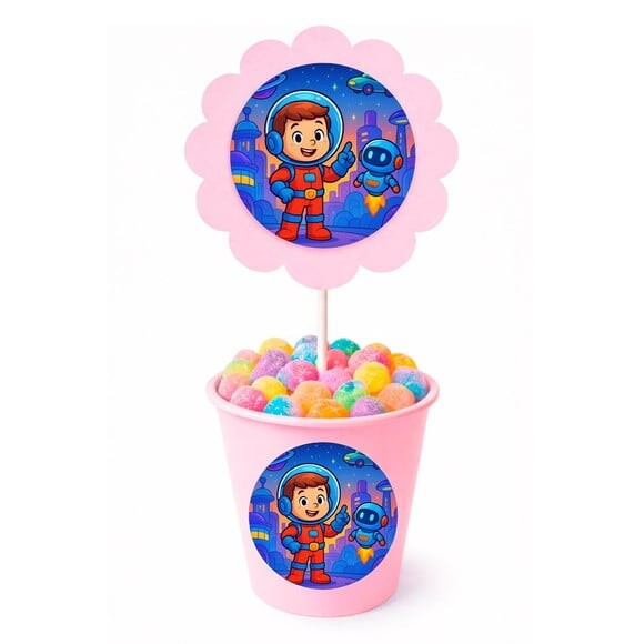 Centro de Mesa Flor Personalizado Futurismo Infantil