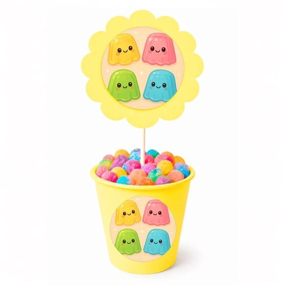 Centro de Mesa Flor Personalizado Gelatinas
