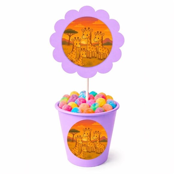 Centro de Mesa Flor Personalizado Girafinhas