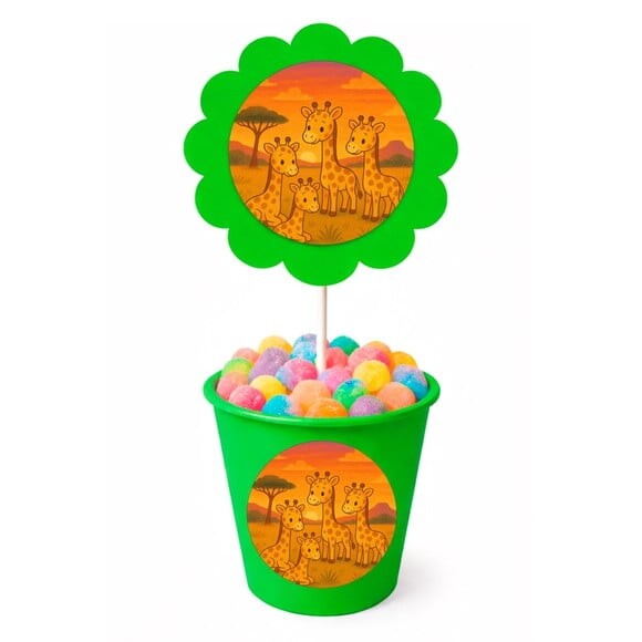 Centro de Mesa Flor Personalizado Girafinhas