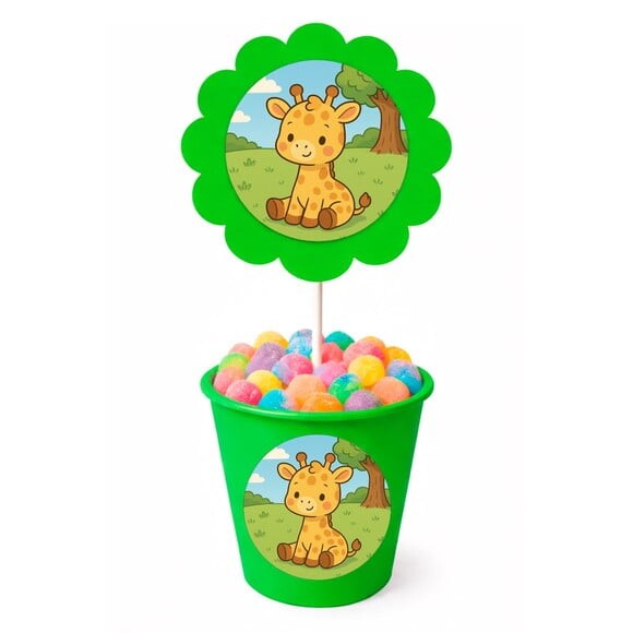 Centro de Mesa Flor Personalizado Girafinha Baby