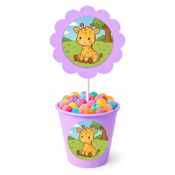 Centro de Mesa Flor Personalizado Girafinha Baby