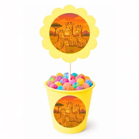 Centro de Mesa Flor Personalizado Girafinhas