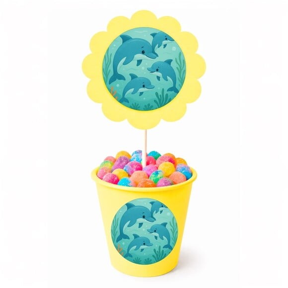 Centro de Mesa Flor Personalizado Golfinhos