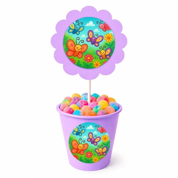 Centro de Mesa Flor Personalizado Jardim das Borboletas