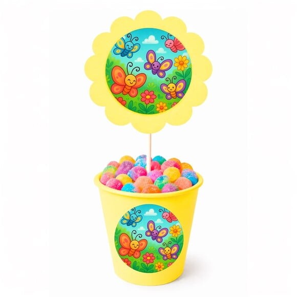 Centro de Mesa Flor Personalizado Jardim das Borboletas