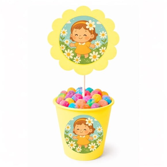 Centro de Mesa Flor Personalizado Jardim das Margaridas