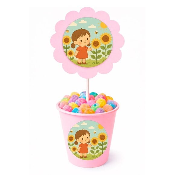 Centro de Mesa Flor Personalizado Jardim dos Girassóis