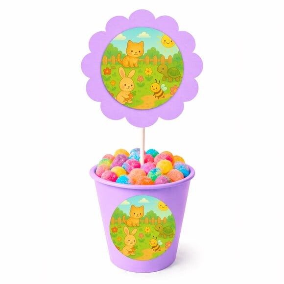 Centro de Mesa Flor Personalizado Jardim dos Bichinhos