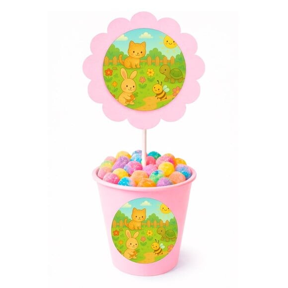 Centro de Mesa Flor Personalizado Jardim dos Bichinhos