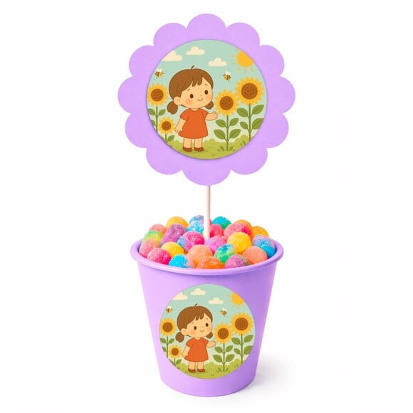 Centro de Mesa Flor Personalizado Jardim dos Girassóis