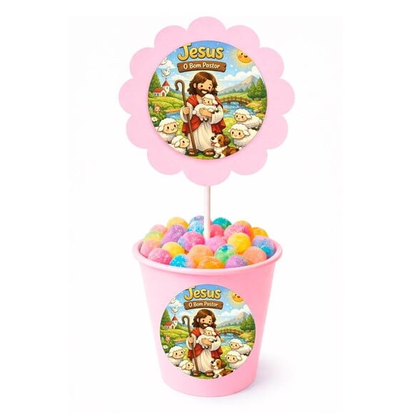 Centro de Mesa Flor Personalizado Jesus, o Bom Pastor
