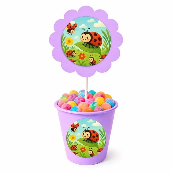 Centro de Mesa Flor Personalizado Joaninhas