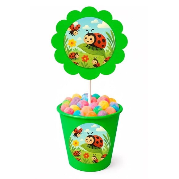 Centro de Mesa Flor Personalizado Joaninhas