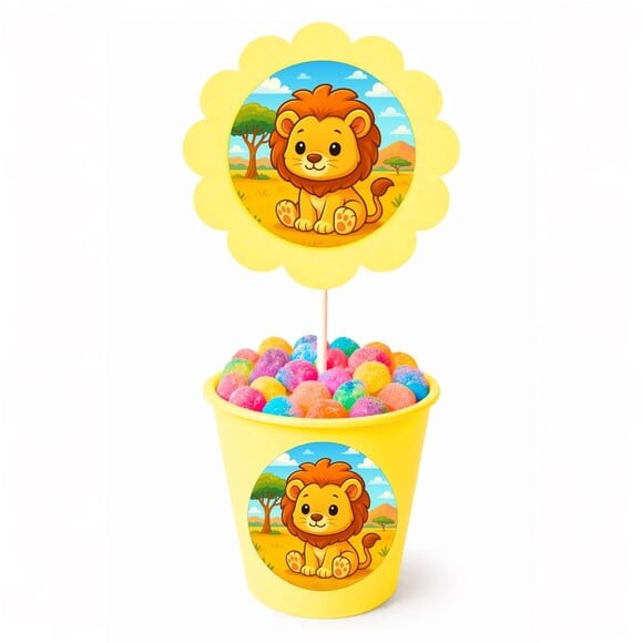 Centro de Mesa Flor Personalizado Leão Baby