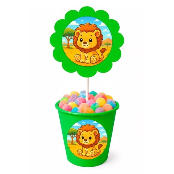 Centro de Mesa Flor Personalizado Leão Baby