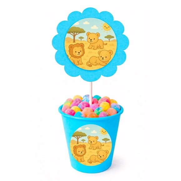 Centro de Mesa Flor Personalizado Leãozinhos