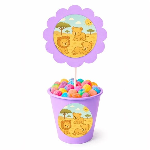 Centro de Mesa Flor Personalizado Leãozinhos