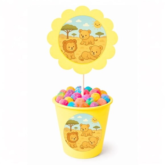 Centro de Mesa Flor Personalizado Leãozinhos
