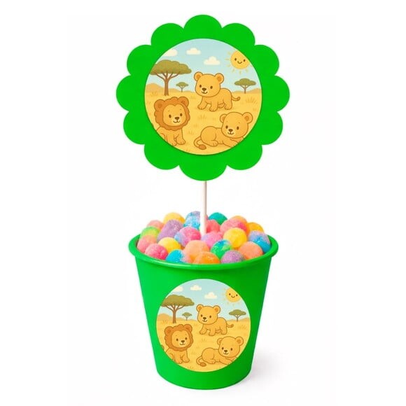 Centro de Mesa Flor Personalizado Leãozinhos