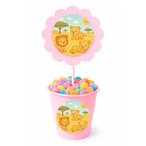 Centro de Mesa Flor Personalizado Leãozinhos