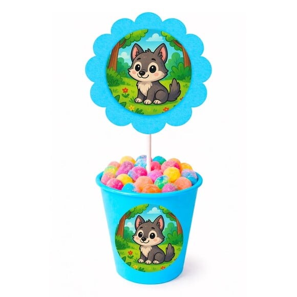 Centro de Mesa Flor Personalizado Lobinho
