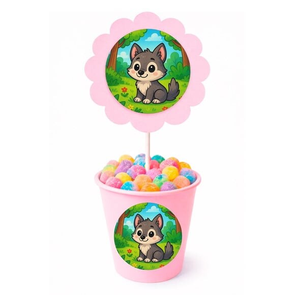 Centro de Mesa Flor Personalizado Lobinho