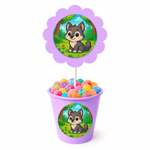 Centro de Mesa Flor Personalizado Lobinho